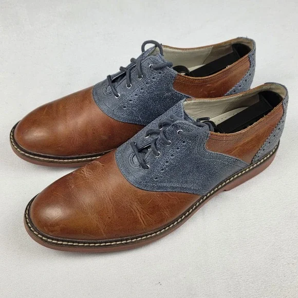 Cole Haan NikeAir Air Sole Saddle Brown Blue Leather Oxford Dress Shoes Sz 9 M - Picture 4 of 10